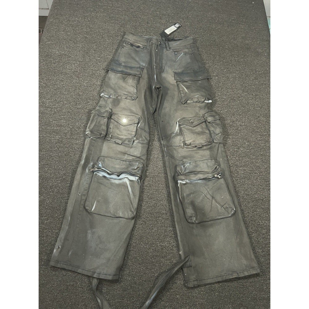 New Rockstar Jeans Men's 30 (Fits 29x34) Gray Baggy Cargo‎ Mahesh Oil Wash